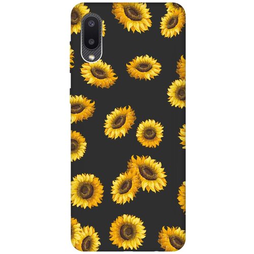 фото Re:pa чехол - накладка soft sense для samsung galaxy a02 с 3d принтом "sunflowers" черный