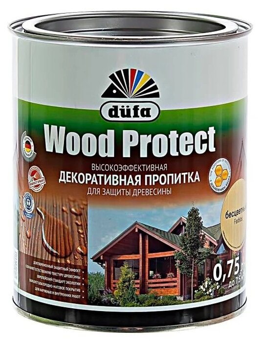 Водозащитная пропитка Dufa Wood Protect, 0.75 л, бесцветный