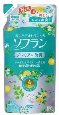 Кондиционер для белья Lion Япония Soflan Aroma Natural фруктовый аромат, сменный блок, 380 мл