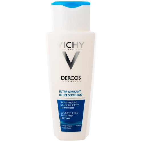 Шампунь для сухих волос VICHY Dercos без сульфатов для чувствительной кожи головы, успокаивающий, 200 мл
