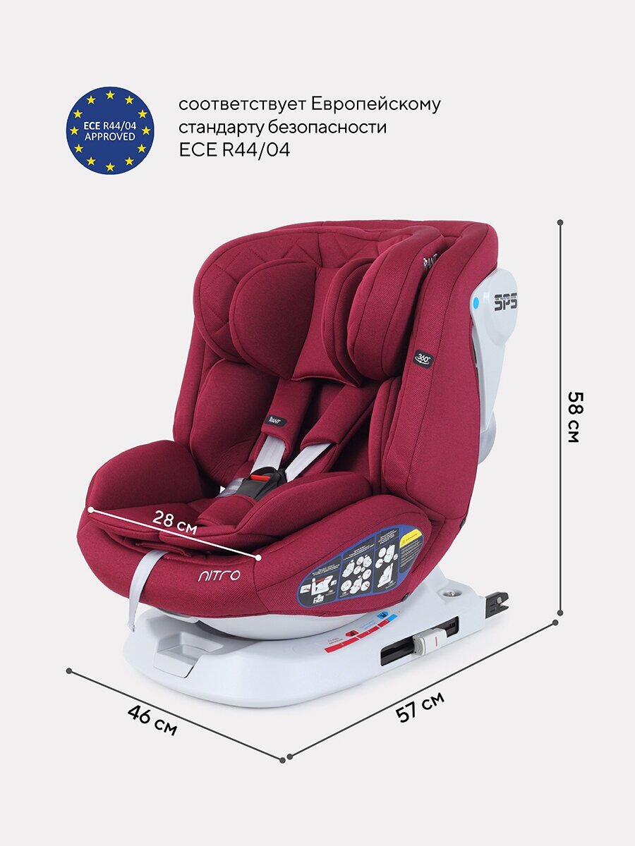 Автокресло Rant Nitro isofix UB619 группа 0+/1/2/3 от 0 до 12 лет вес 0-36 кг рост 40-145 см, Red