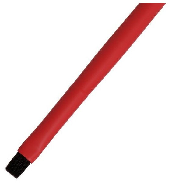 Кисть соболь-микс №8 плоская Roubloff "Aqua" ручка короткая красная, покрытие обоймы soft-touch - фото №7