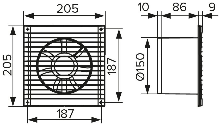 Вентилятор ЭРА E 150 S C MRe D150 с сеткой, контроллером Fusion Logic 1.2 и обратным клапаном - фотография № 5