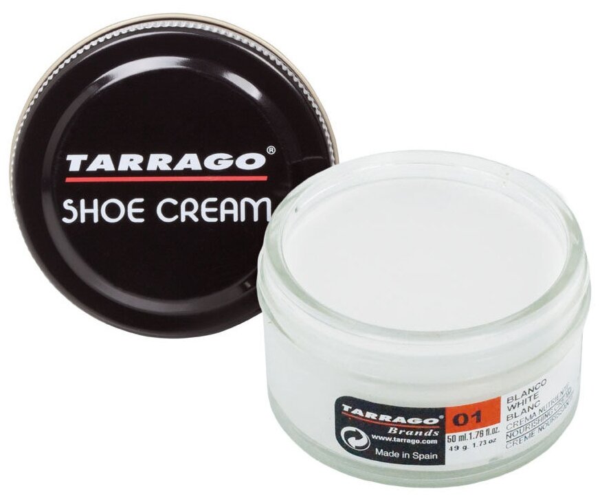 Крем для обуви Shoe Cream TARRAGO, цветной, банка стекло, 50 мл. (001 (white) белый)