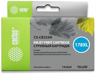 Картридж Cactus CS-CB325N(CS-CB325) №178XL желтый, для HP PS B8553/C5383/C6383/D5463