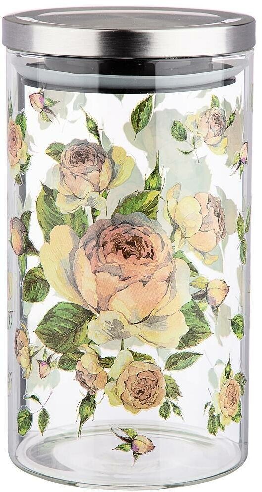 фото Agness емкость для сыпучих продуктов Винтаж Пионы 1200 мл