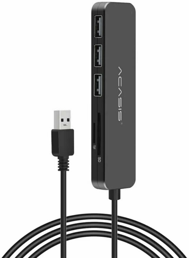 Хаб USB Acasis AB2-CL42 USB2.0 to 3 USB2.0 + TF/Memory Card - Черный