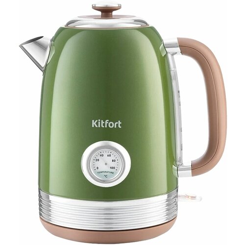 Чайник KITFORT КТ-6110 17 л 2200 Вт закрытый нагревательный элемент сталь зеленыйбежевый 764900₽