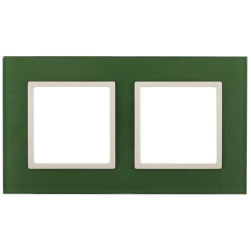 Рамка ЭРА Elegance двухместная универсальная стеклянная зеленый/слоновая кость