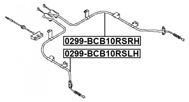 Трос ручного тормоза правый FEBEST 0299-BCB10RSRH для автомобилей Nissan.