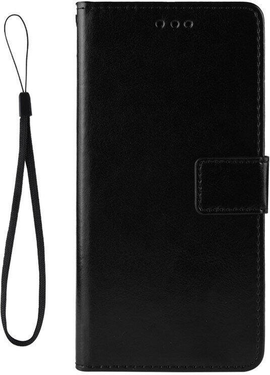 Чехол-книжка MyPads Porta Biglietti для Infinix Note 11 из эко-кожи с подставкой застёжкой и визитницей черный