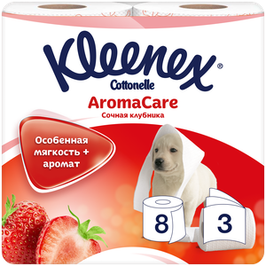 Kleenex туалетная бумага Сочная клубника, 3 сл, 8 рул, 1 уп, 