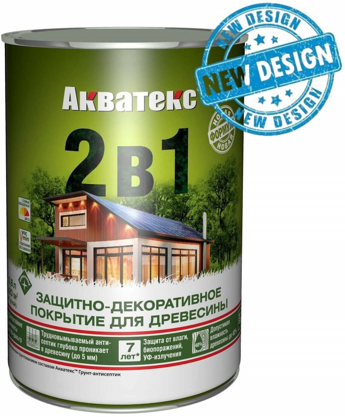 Биоцидная пропитка акватекс 2 в 1 грунт-антисептик, алкидный, полуматовый, лессирующий, 0.8 л, груша