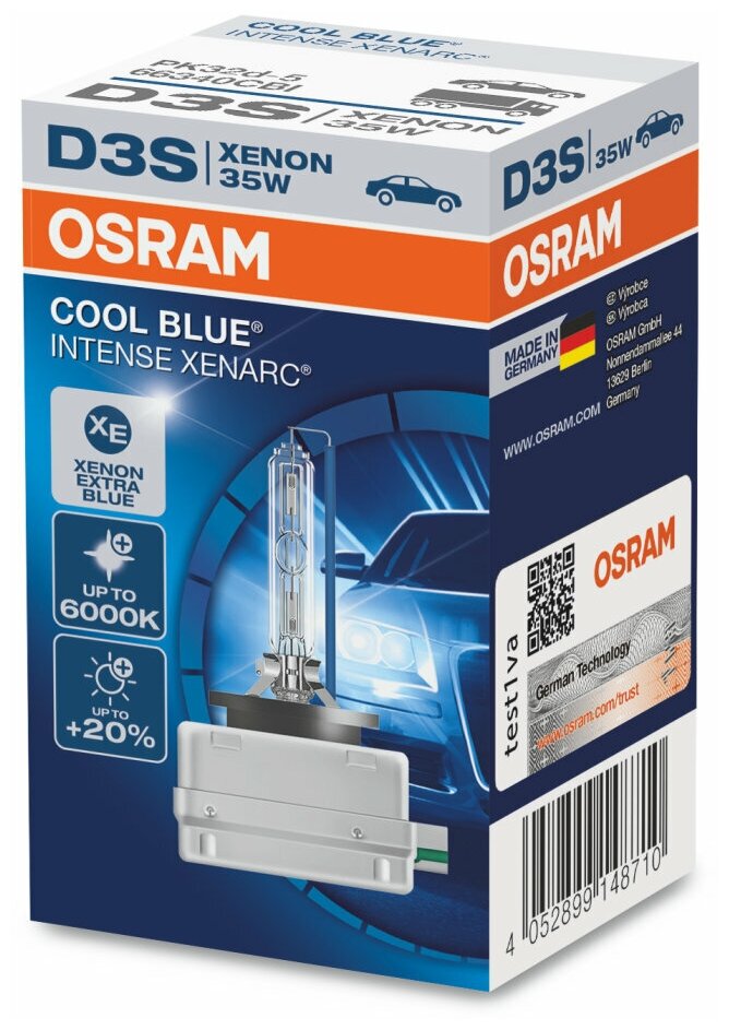 Osram1 OSRAM Лампа ксенон D3S 42V 35W XENARC COOL BLUE INTENCE 6000K PK32d-5, карт.1 шт. OSRAM 66340CBI