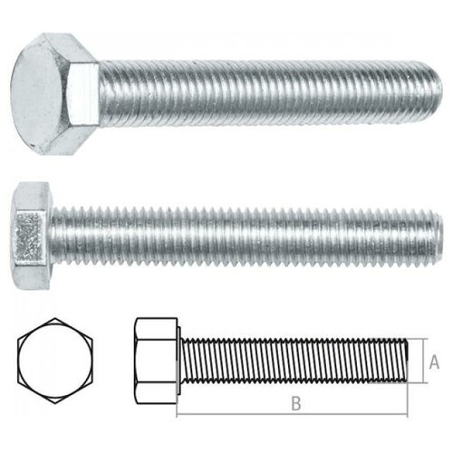 Болт с ш/гр головкой цинк, полная резьба 8*80 количество 5 штук