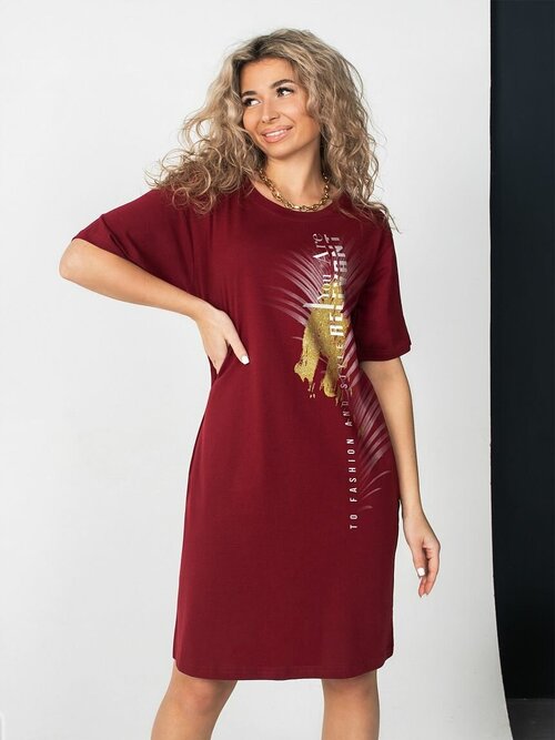 Платье BROSKO, размер 56, бордовый