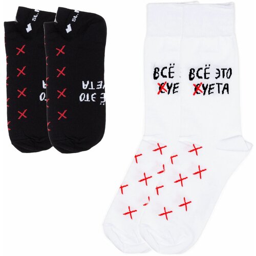 фото Носки st. friday, 2 пары, размер 42-46, черный, красный, белый