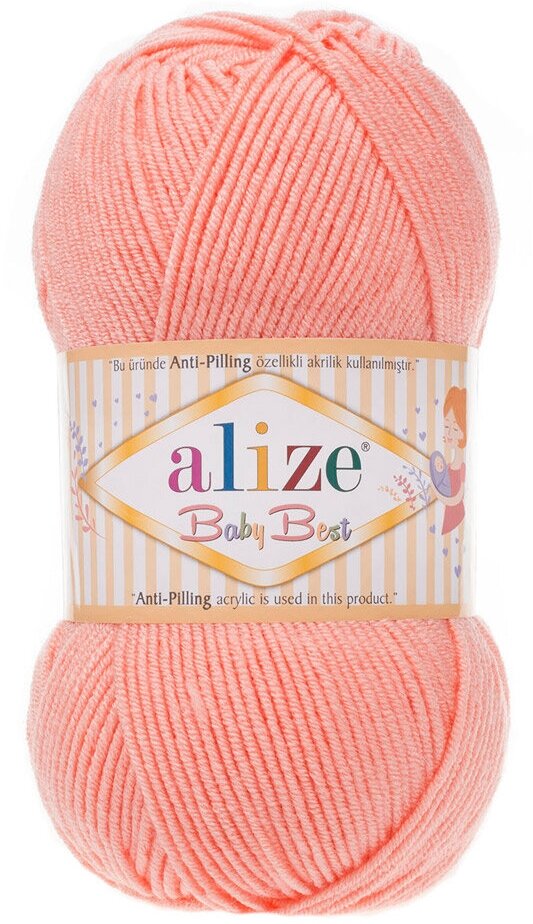 Пряжа для вязания ALIZE 'Baby Best', 100г, 240м (10% бамбук, 90% акрил) с эффектом Антипиллинг (145 персиковый), 5 мотков