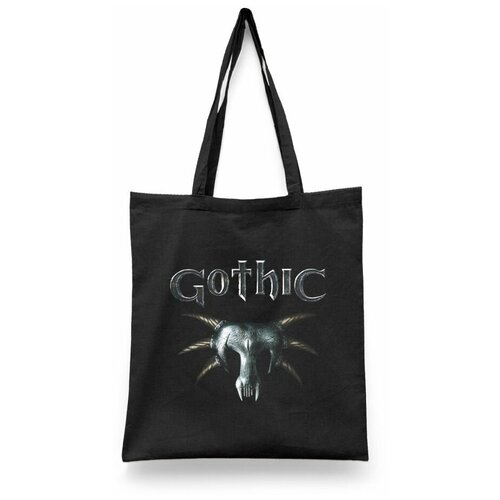 фото Сумка-шоппер унисекс каждому своё "gothic/game/игра" черная