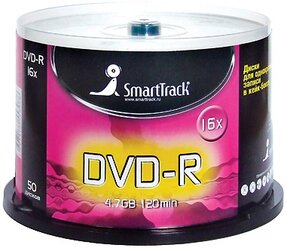 Диск DVD-R SmartTrack 4.7Gb 16x 50 шт. cake box