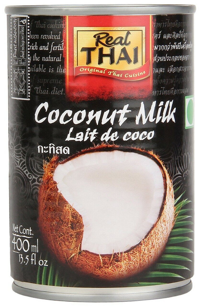 Кокосовое молоко 400 мл, ж/б "REAL THAI" - фотография № 1