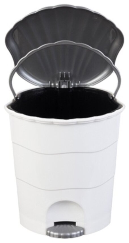 Мусорный контейнер пластик, 7 л, круглый, педаль, плавающая крышка, белый, серый, Violet, 150701 - фотография № 2