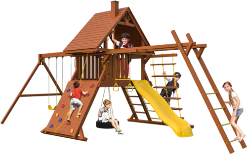 Детский игровой комплекс Зарница с деревянной крышей + рукоход