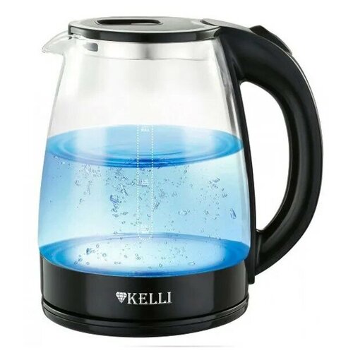 Чайник электрический стеклянный электрочайник домашний 2200Вт объем 18 литра индикатор уровня воды подсветка черный 167000₽