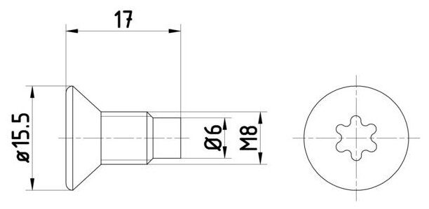 TPM0004 TEXTAR Монтажный комплект тормозных колодок Резьба M8x1 25 Длина17 внутренний Torx упаковка 2 шт.