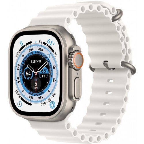 Apple Watch Ultra 2 49 titanium case with white ocean band