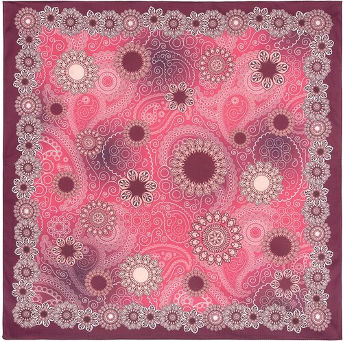 Платок Павловопосадская платочная мануфактура, 80х80 см, бордовый, розовый