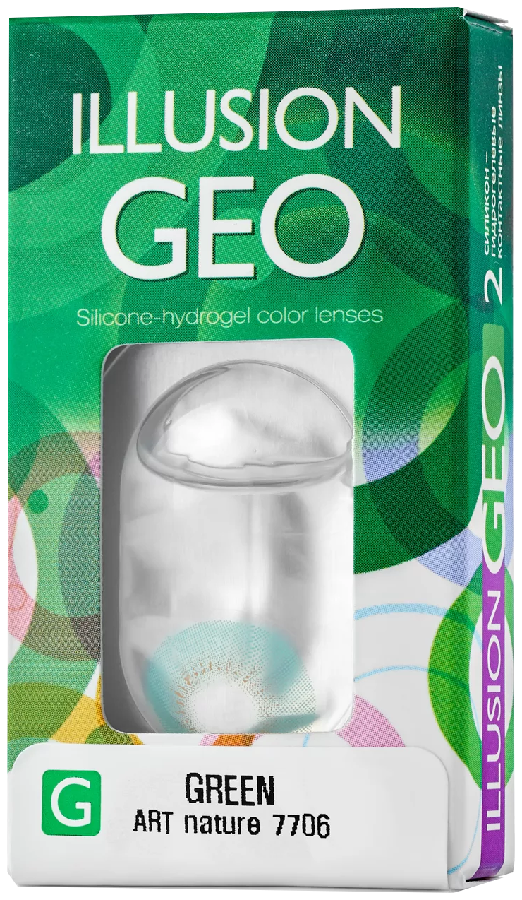 Цветные контактные линзы ILLUSION GEO Nature green -2,0D R8.6 2шт.