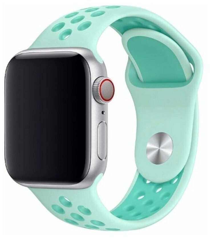 Cиликоновый ремешок спортивный для Apple Watch Series 1-8 и Ultra - 42/44/45/49 мм (эпл вотч), бирюзовый