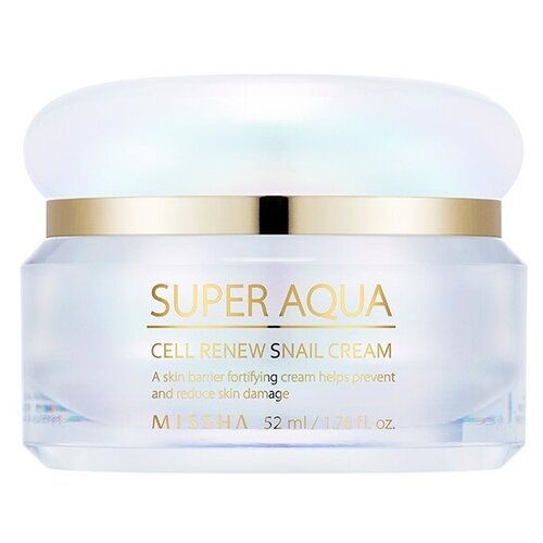 Missha Super Aqua Cell Renew Snail Cream Дневной укрепляющий контуры лица крем с экстрактом улитки, 52 мл, 310 г