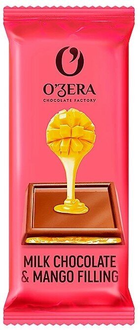 Шоколад Озера молочный с желейной начинкой из манго 30 шт по 24гр Озерский сувенир - фотография № 1