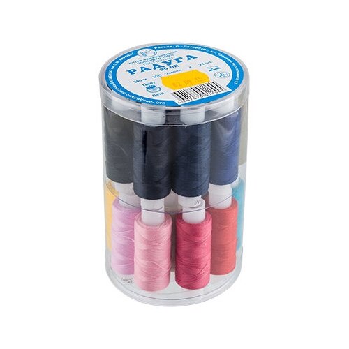 Швейные нитки (армированные) 35 ЛЛ 200 м радуга 24 шт ассорти