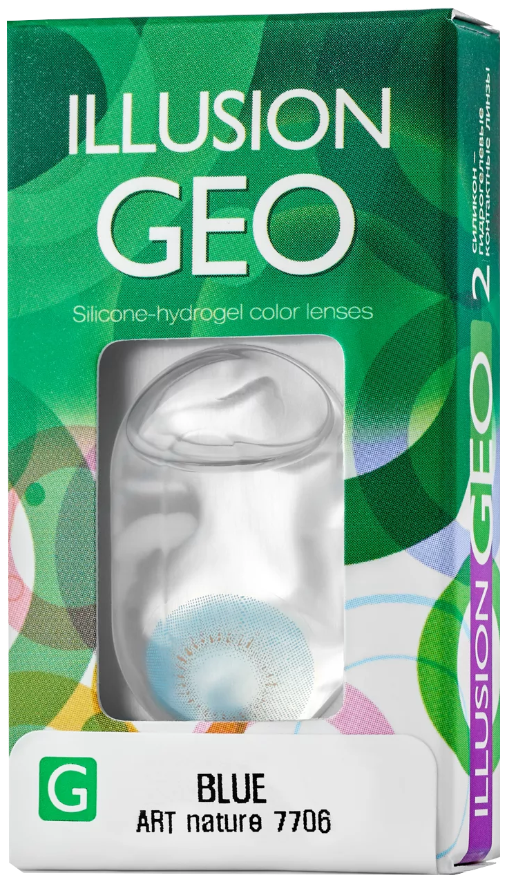 Цветные контактные линзы ILLUSION GEO Nature blue -5,5D R8.6 2шт.