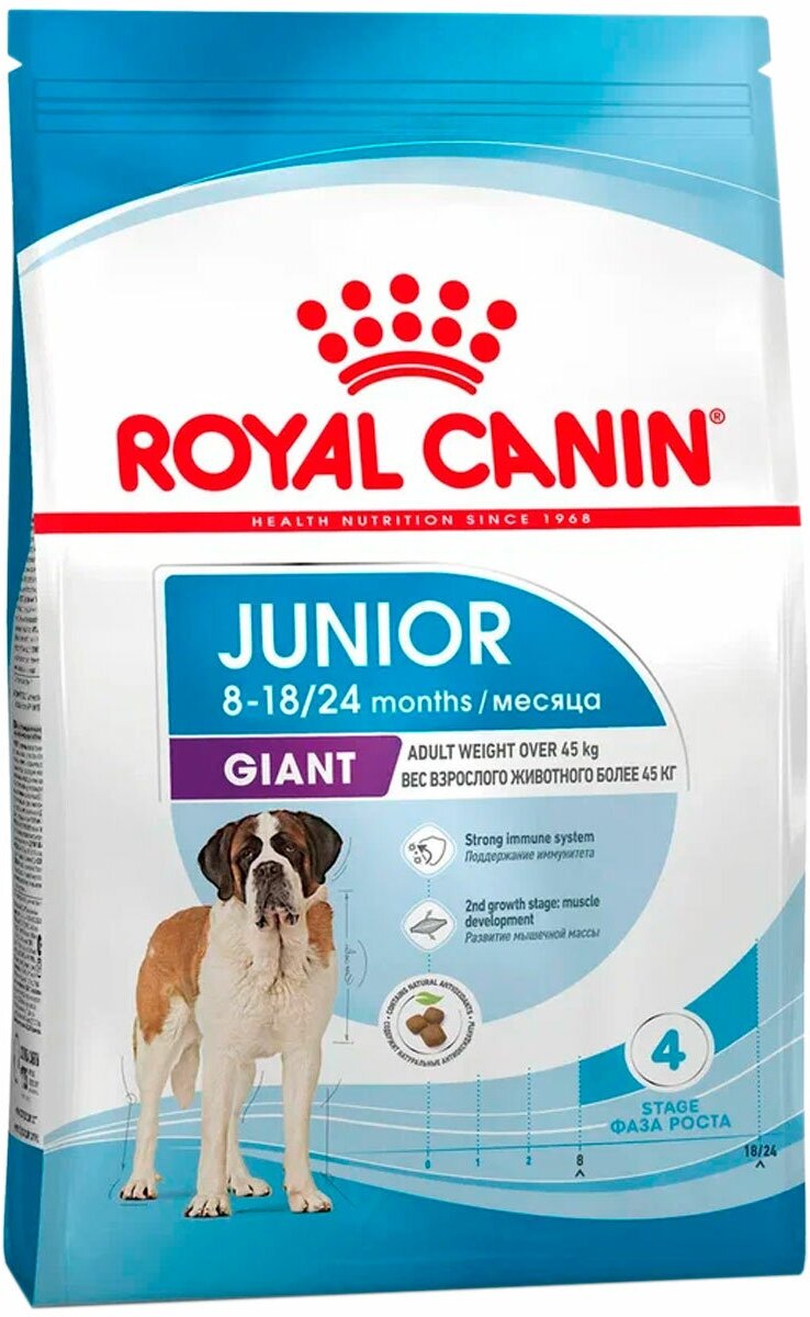Корм для собак Royal Canin Корм Giant Junior (Джайнт Юниор) сухой для щенков очень крупных размеров до 8 месяцев, 3,5 кг - фотография № 12