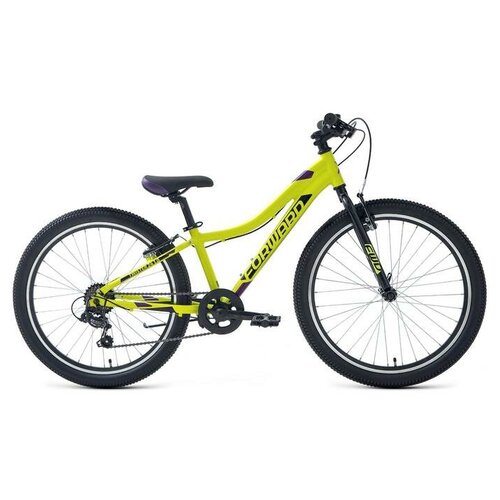фото Подростковый горный (mtb) велосипед forward twister 24 1.2 (2021) зеленый/фиолетовый 12" (требует финальной сборки)