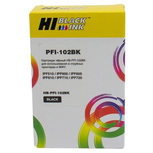 картридж canon pfi 102bk 0895b001 130 стр черный Картридж Hi-Black (HB-PFI-102Bk) для Canon IPF-510/600/710. Bk