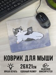 Игровой коврик для мышки компьютерный_Котик и Ноут