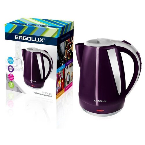 Чайник ERGOLUX ELX-KP02-C15 2300Вт пластик спираль цвет фиолетовый серая вставка 134100₽