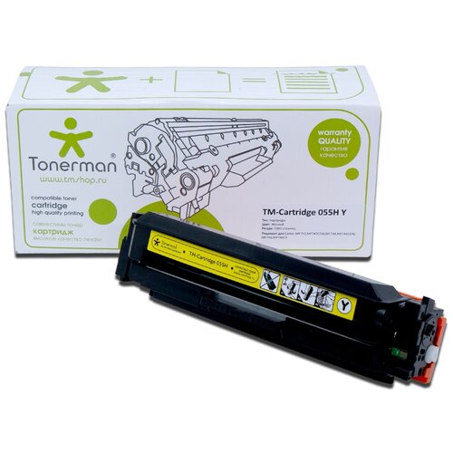 Tonerman Картридж Tonerman TM-Cartridge 055H Y без чипа, 5900 стр, желтый картридж tonerman картридж tonerman tm cartridge 055 bk без чипа 2300 стр черный