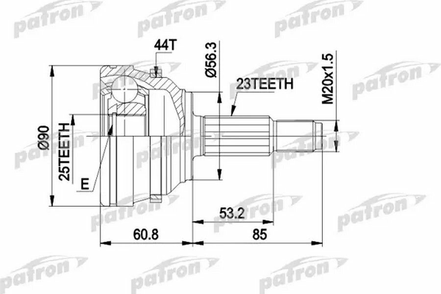 ШРУС Patron pcv1422 для Renault Laguna I, Megane I, Scenic I