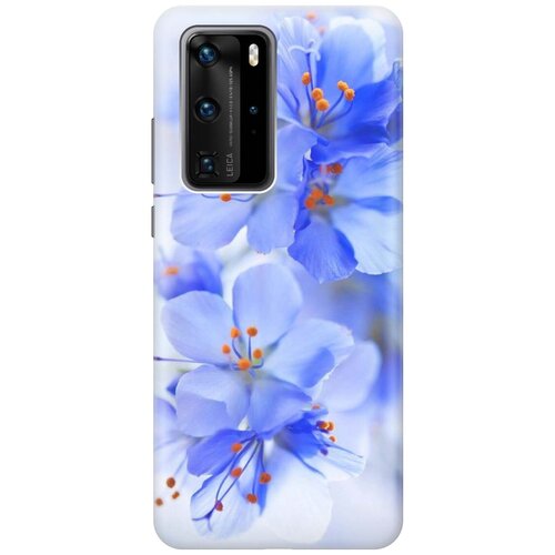 фото Ультратонкий силиконовый чехол-накладка для huawei p40 pro с принтом "лазурные орхидеи" gosso