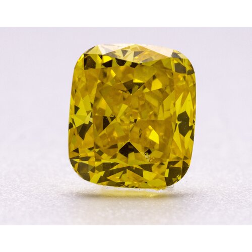 Выращенный Бриллиант диатон Кушон Фантазийный Яркий Жёлтый 1,74 карат 6,93×7,31×4,20мм SI1