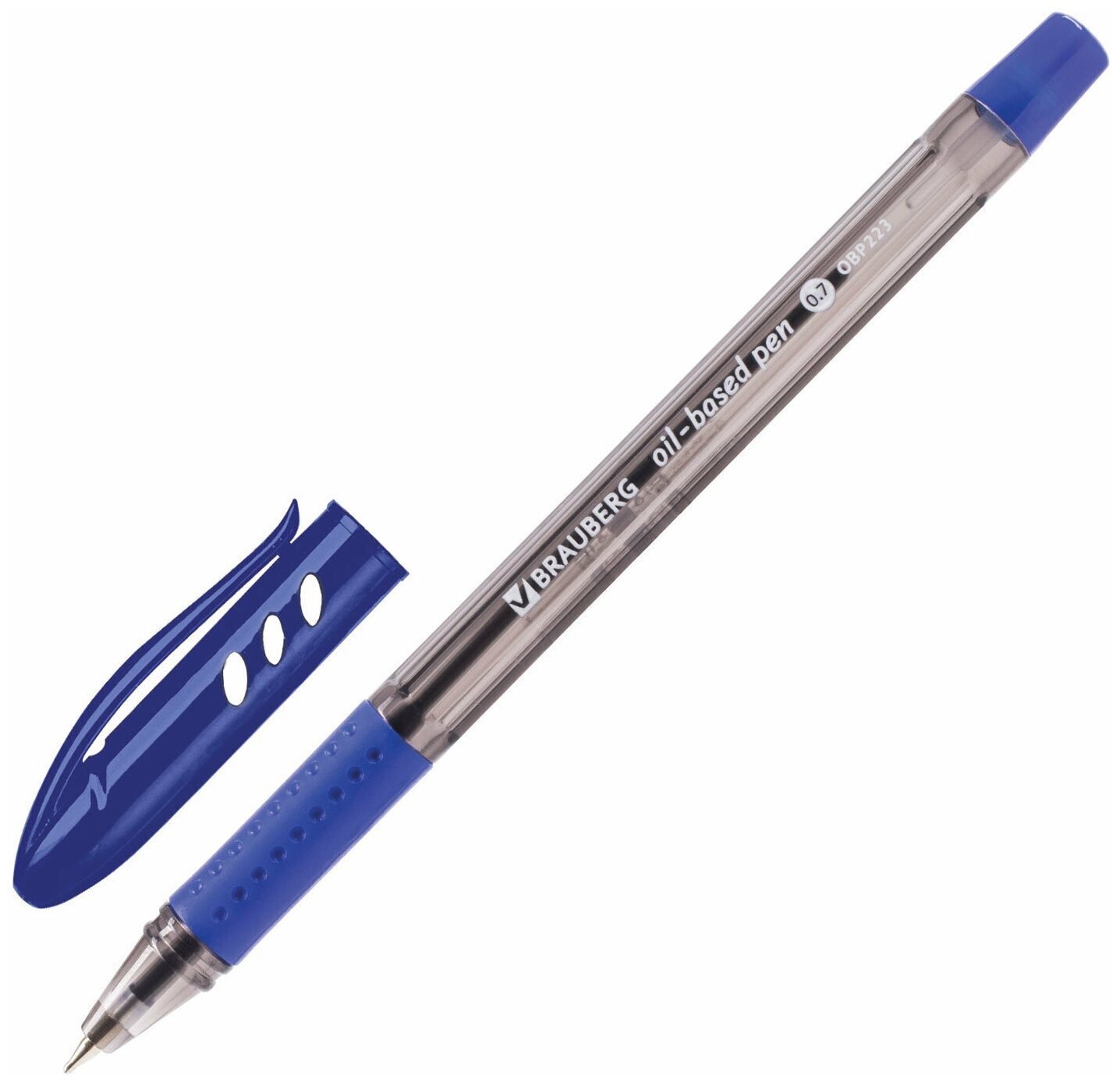 Ручка шариковая Brauberg масляная "Black Tone", синяя, корпус тонированный, узел 0,7 мм, линия письма 0,35 мм, 1 шт (OBP223)