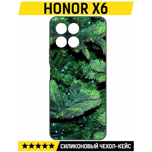Чехол-накладка Krutoff Soft Case Еловые лапки для Honor X6 черный чехол накладка krutoff soft case еловые лапки для vivo y16 черный