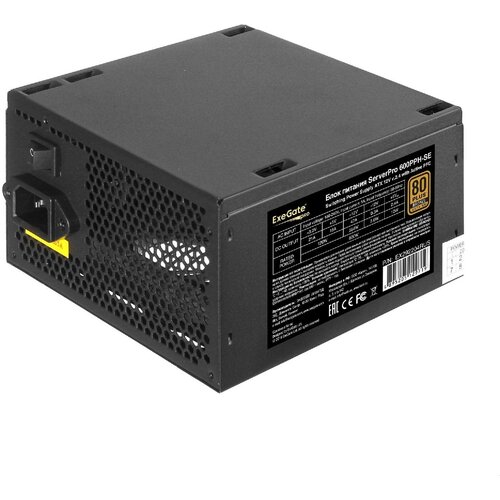 Блок питания EXEGATE ServerPRO 80 PLUS® Bronze 600PPH-SE (ATX, for 3U+ cases, APFC, КПД 89% (80 PLUS Bronze), 12cm fan, 24p, (4+4)p, PCIe, 5 блок питания exegate serverpro 800pph se 800w