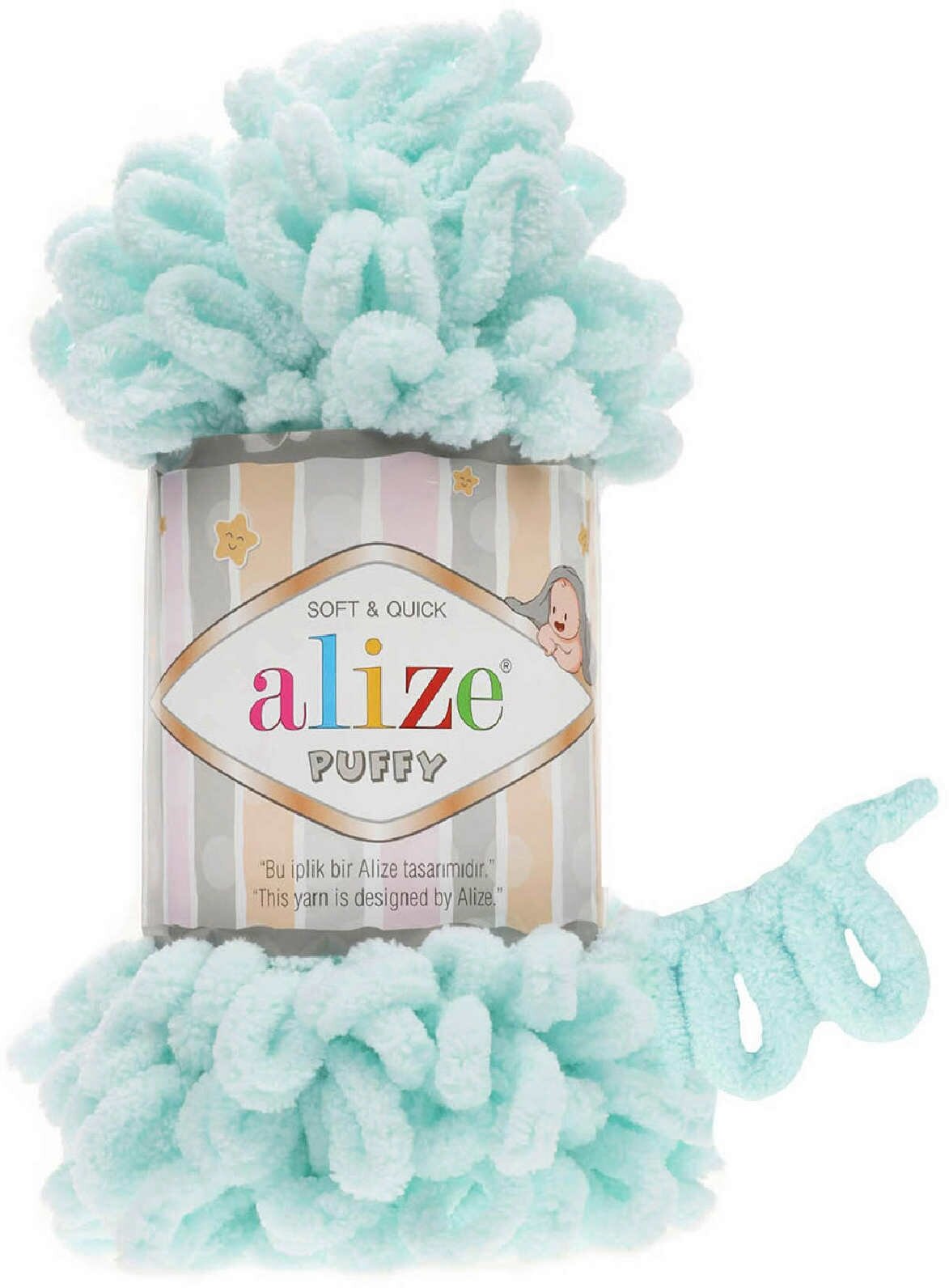 Пряжа Alize Puffy водяная зелень (15), 100%микрополиэстер, 9м, 100г, 1шт